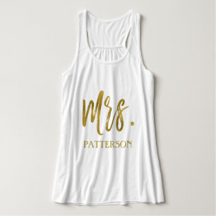 Frau und Nachname Gold Foil Typografy Shirt