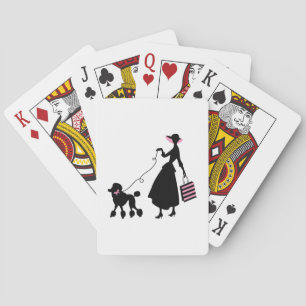 Frau und Poodle Spielkarten