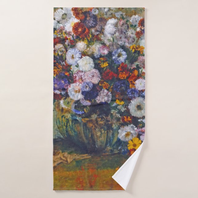 Frau und Vase der Blume, Edgar Degas Badehandtuch (Badehandtuch)