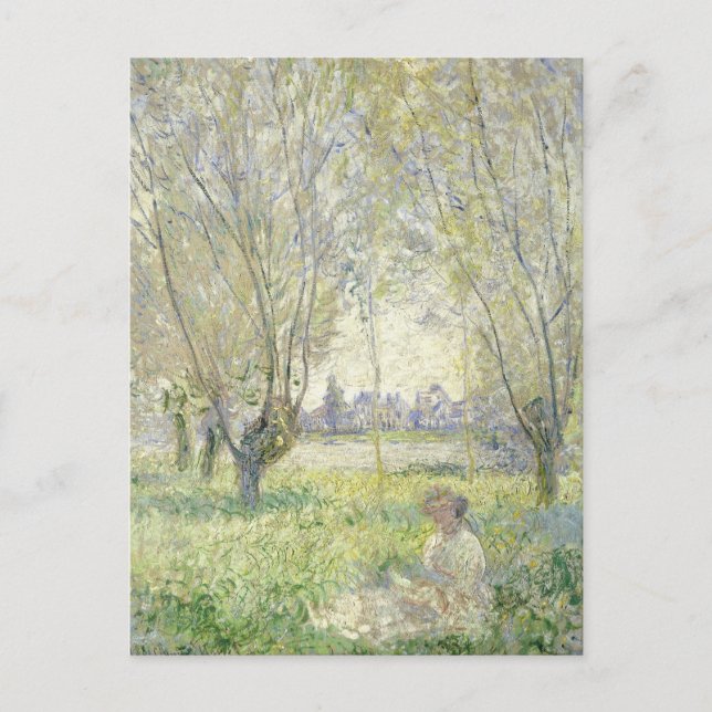 Frau unter Willows, Monet 1880 Postkarte (Vorderseite)