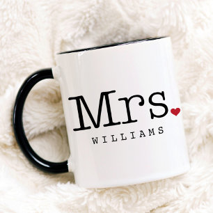 Frau Vintag Black Personalisiert Wedding Monogram Tasse