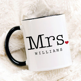 Frau Vintag Black Personalisiert Wedding Monogram Tasse