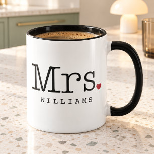 Frau Vintage Schwarzes Personalisiertes Hochzeitsm Tasse