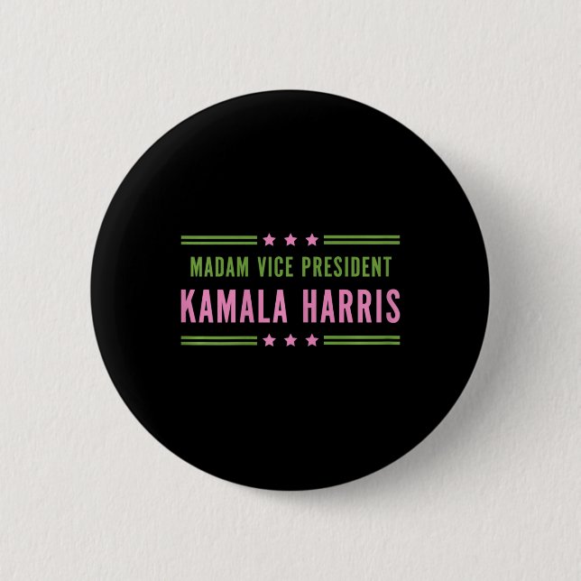 Frau Vizepräsidentin Kamala Harris Pink Green Button (Vorderseite)