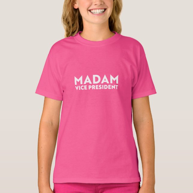 Frau Vizepräsidentin, weiße moderne Typografie T-Shirt (Vorderseite)