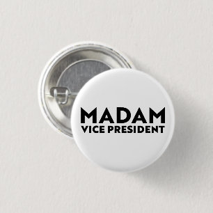 Frau Vizepräsidentin, weiße schwarze moderne Typog Button