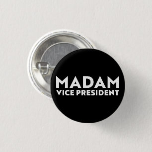 Frau Vizepräsidentin, weiße schwarze moderne Typog Button