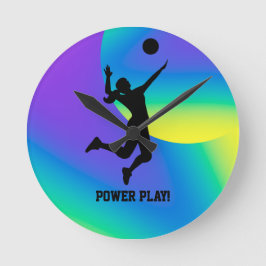 Frau Volleyball Player Beach Volleyball Runde Wanduhr