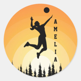 Frau Volleyball Player Beach Volleyball Runder Aufkleber