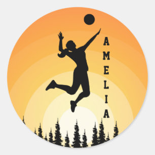 Frau Volleyball Player Beach Volleyball Runder Aufkleber