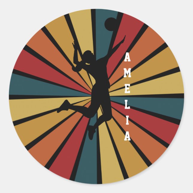 Frau Volleyball Player Beach Volleyball Runder Aufkleber (Vorderseite)