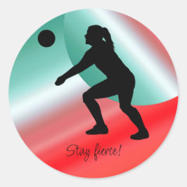 Frau Volleyball Player Beach Volleyball Runder Aufkleber