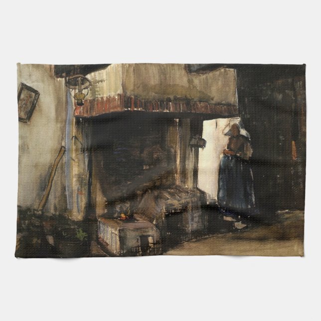 Frau von einem Hearth von Vincent van Gogh Geschirrtuch (Horizontal)