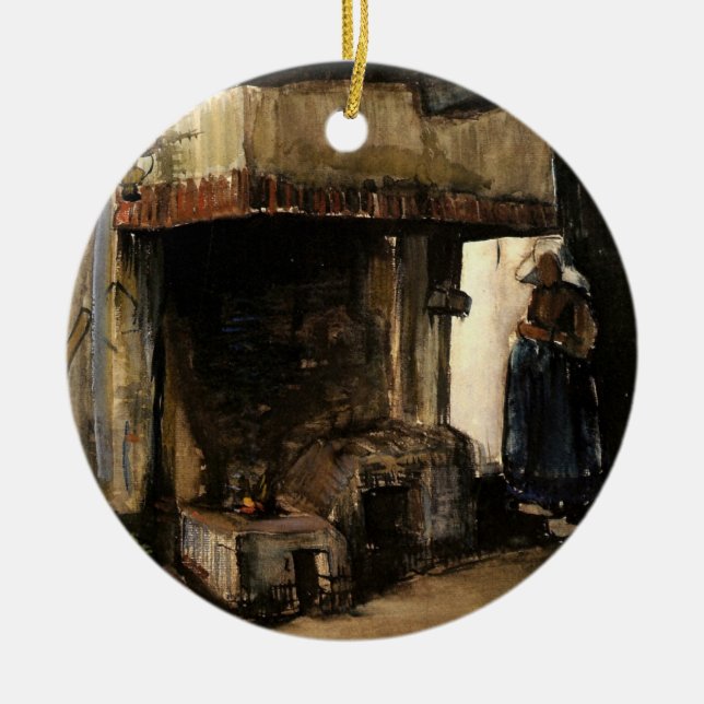 Frau von einem Hearth von Vincent van Gogh Keramikornament (Vorne)