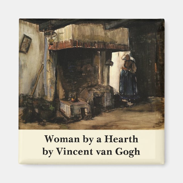 Frau von einem Hearth von Vincent van Gogh Magnet (Vorne)