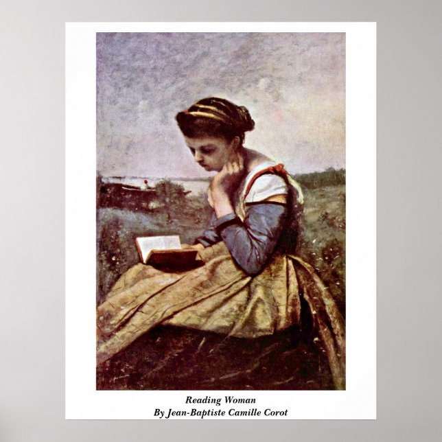 Frau von Jean-Baptiste Camille Corot lesen Poster (Vorne)