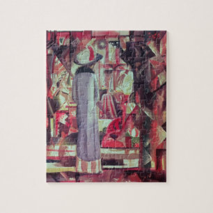 Frau vor einem großen belichteten Fenster Puzzle