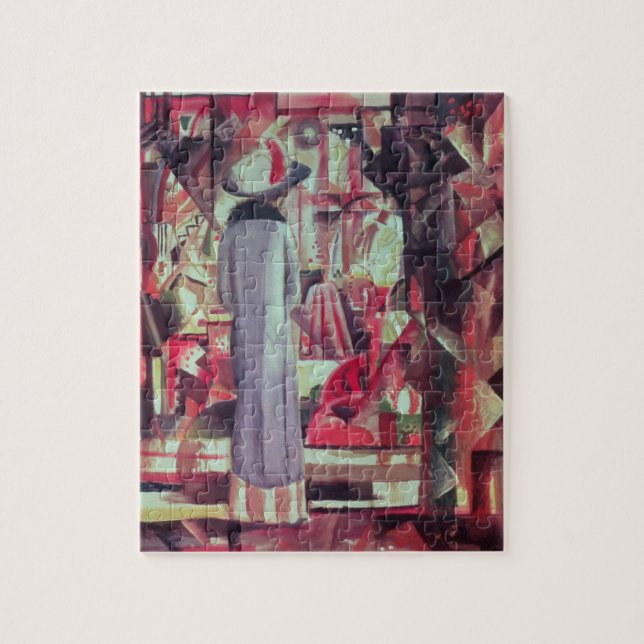 Frau vor einem großen belichteten Fenster Puzzle (Vertikal)