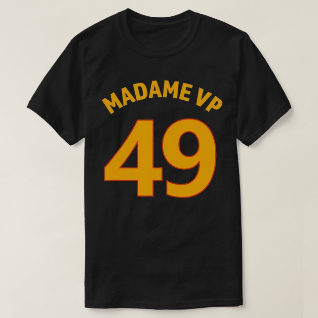 Frau VP 49 Vizepräsident USA Jersey Blue Yellow T-Shirt (Design vorne)