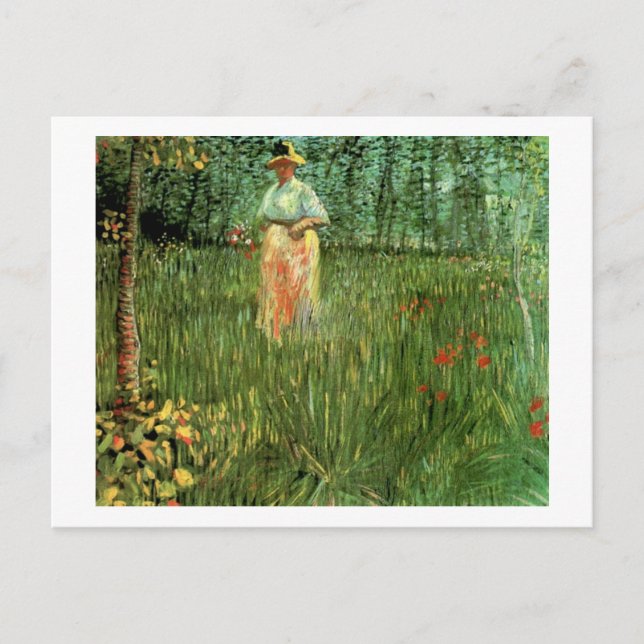 Frau Wandern im Garten Van Gogh Kunstvoll wandern Postkarte (Vorderseite)