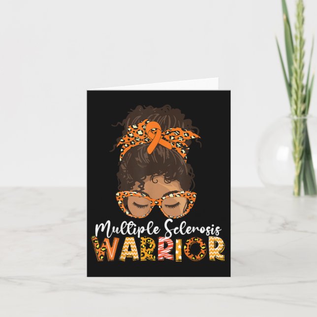 Frau Warrior Messy Bun - Multiple Sklerose A Karte (Vorderseite)