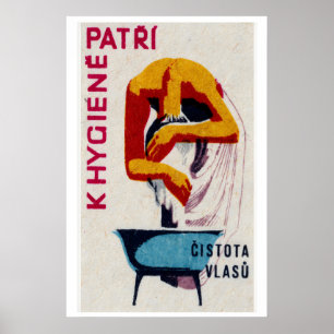 Frau wäscht Haare - Matchbox-Druck - Ästhetik Poster