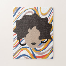 Frau Wavy Brown Haar Stylist Schönheitsgesicht Puzzle