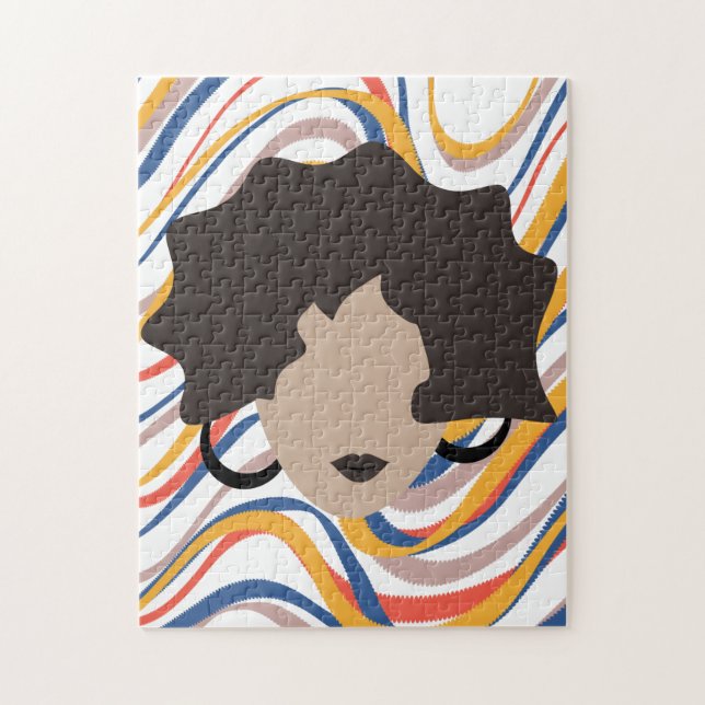 Frau Wavy Brown Haar Stylist Schönheitsgesicht Puzzle (Vertikal)