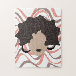 Frau Wavy Brown Haar Stylist Schönheitsgesicht Puzzle