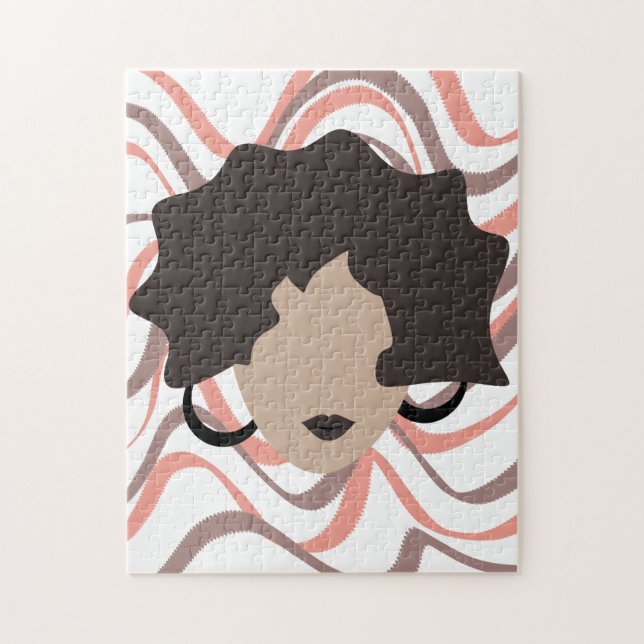 Frau Wavy Brown Haar Stylist Schönheitsgesicht Puzzle (Vertikal)