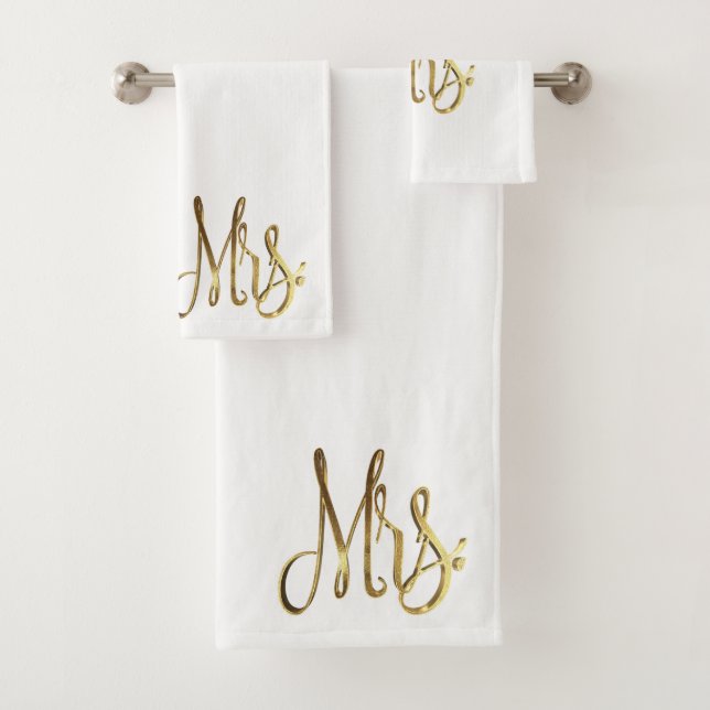 Frau White und Gold schauen elegante Typografie Badhandtuch Set (Insitu)