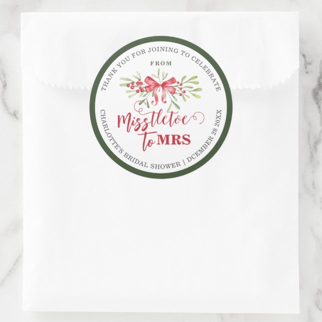 Frau Winter Mistletoe Custom Brautparty Runder Aufkleber (Tasche)