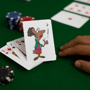 Frau wirft eine Münze Spielkarten