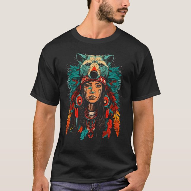 Frau Wolf Head T-Shirt (Vorderseite)