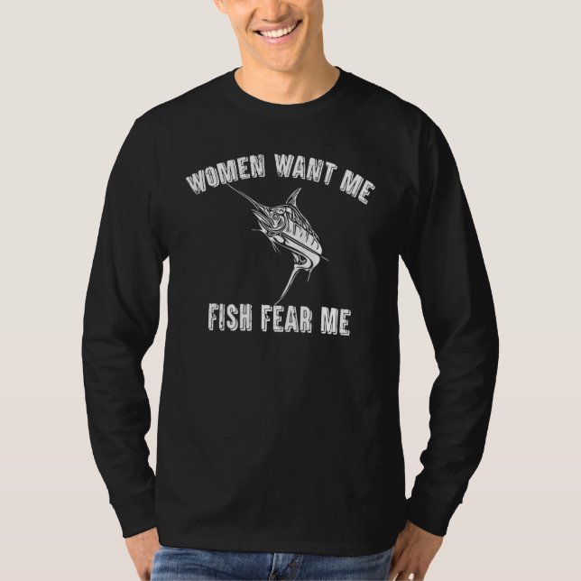 Frau Wollte mir Fisch Angst Me Fischer T-Shirt (Vorderseite)