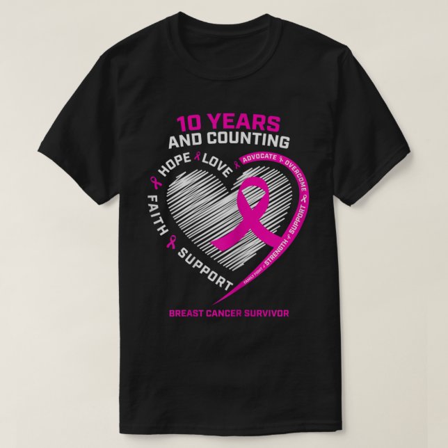 Frauen 10 Jahre Krebserkrankung Geschenke Rosa Bru T-Shirt (Design vorne)