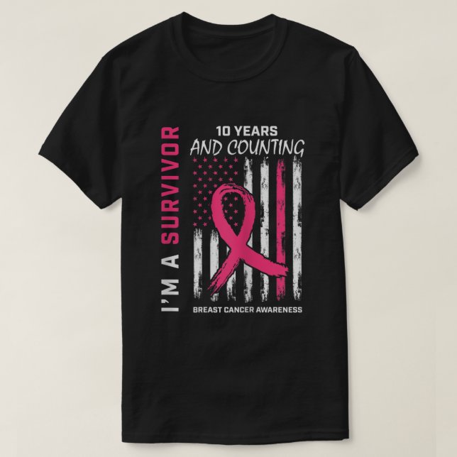 Frauen 10 Jahre Überlebende Geschenke Rosa Brustkr T-Shirt (Design vorne)