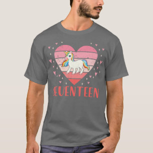 Frauen 17 Jahre Niedliches Einhorn Geburtstagsmädc T-Shirt