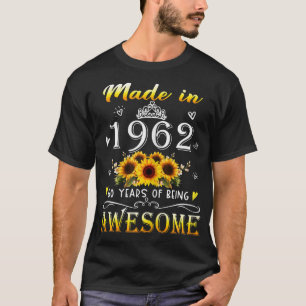 Frauen 1962 Sonnenblume 60. Tag 60 Jahre T-Shirt