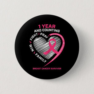 Frauen 1 Jahr Krebs frei rosa Brustkrebs Survi Button