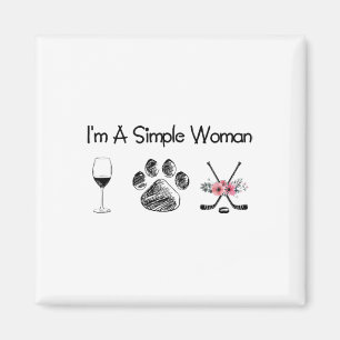Frauen#39;s I#39;m A Simple Wine Hockey Dogs Magnet