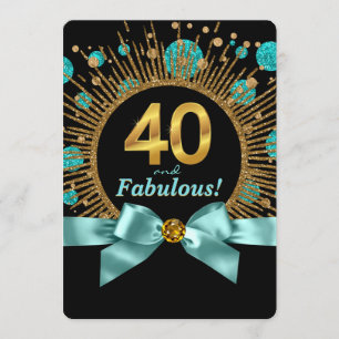 Frauen 40. Geburtstag Aquamarin Blue and Gold Glit Einladung