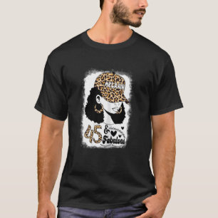 Frauen 45 Jahre alt Fabelous Messy Bun Afro Leopar T-Shirt