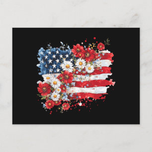 Frauen 4. Juli Blumen Amerikanische Flagge Wildblu Feiertagspostkarte
