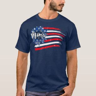 Frauen 4. Juli Sonnenblume Mima Amerikanische Flag T-Shirt