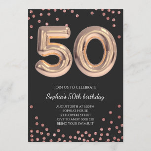 Frauen 50. Geburtstag 50 Rose Gold Elegant Einladung