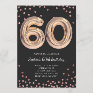 Frauen 60. Geburtstag 60 Rose Gold Einladung