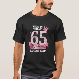 Frauen 65 & Fabulous I Pink Black Party Group Foto T-Shirt