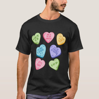 Frauen Aba Valentine Herz Candy Applied Verhalten  T-Shirt