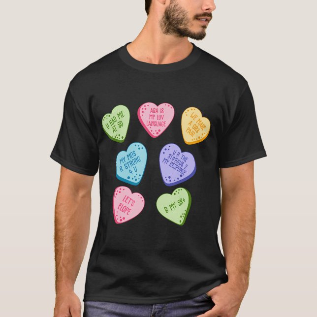 Frauen Aba Valentine Herz Candy Applied Verhalten  T-Shirt (Vorderseite)